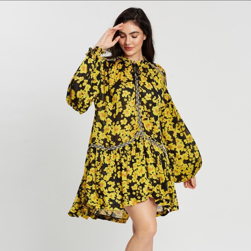 Free People Love Letter floral tunic NWT L